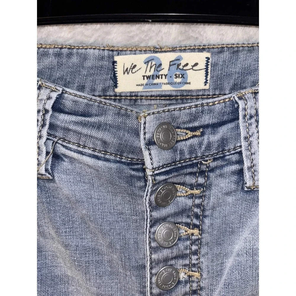 Free People We The Free Jeans Womens 26 Blue Excellent High Rise Wide Leg Boho